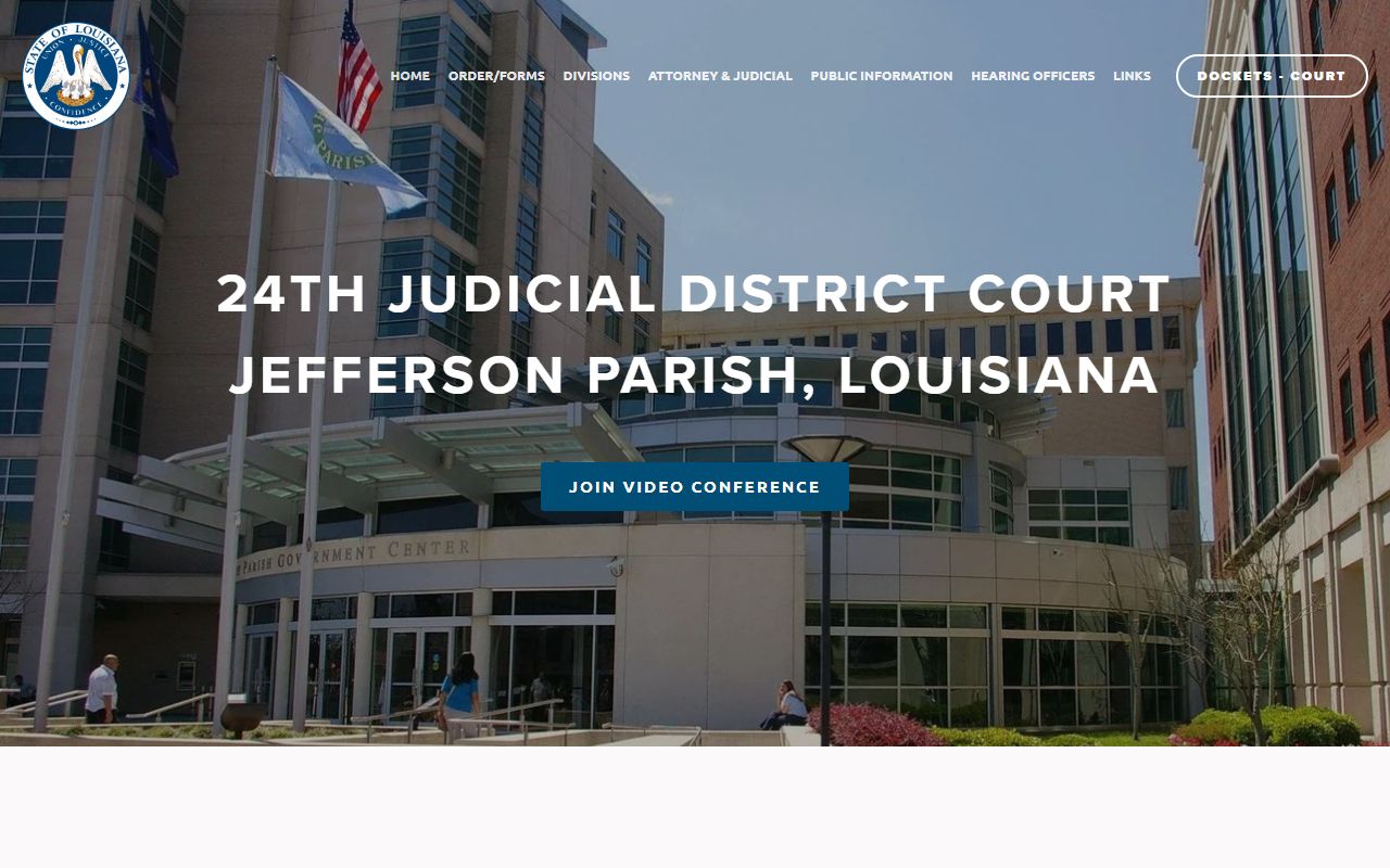 24th Judicial District Court home page for Jefferson Parish court records