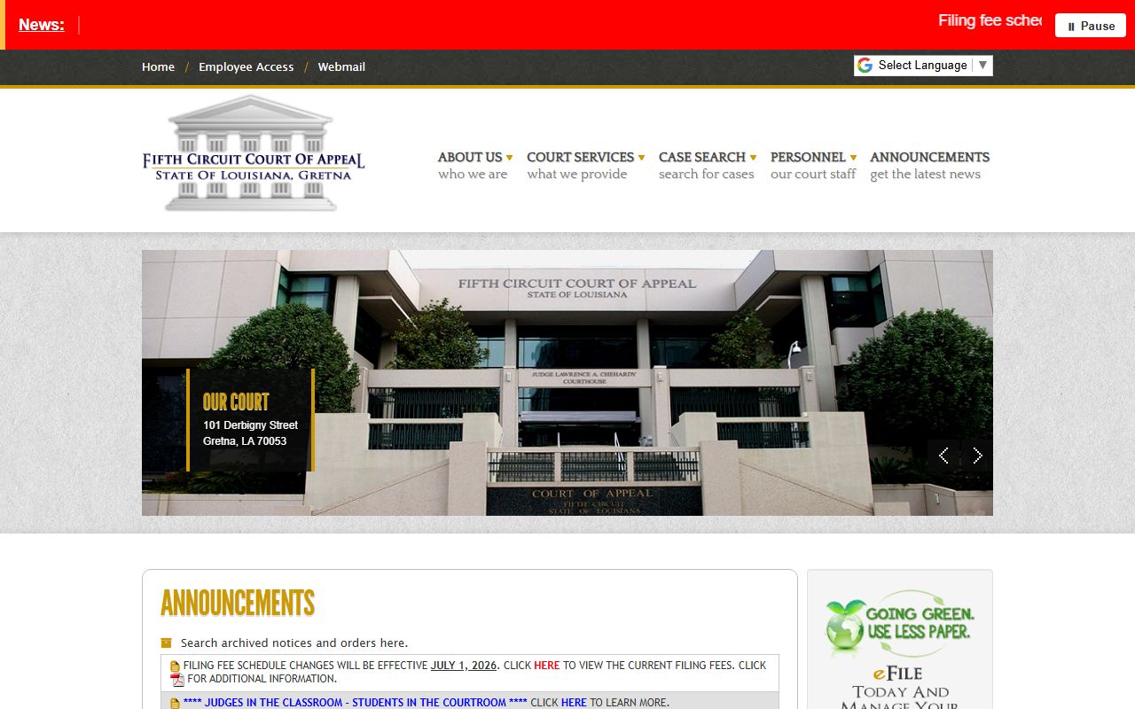 Louisiana Fifth Circuit Court of Appeal for Jefferson Parish appeals