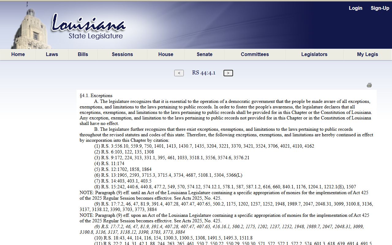 Louisiana R.S. 44:4.1 exemptions for Jefferson Parish criminal records access