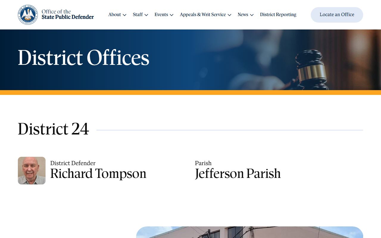 Public Defender District 24 office page for Jefferson Parish criminal records