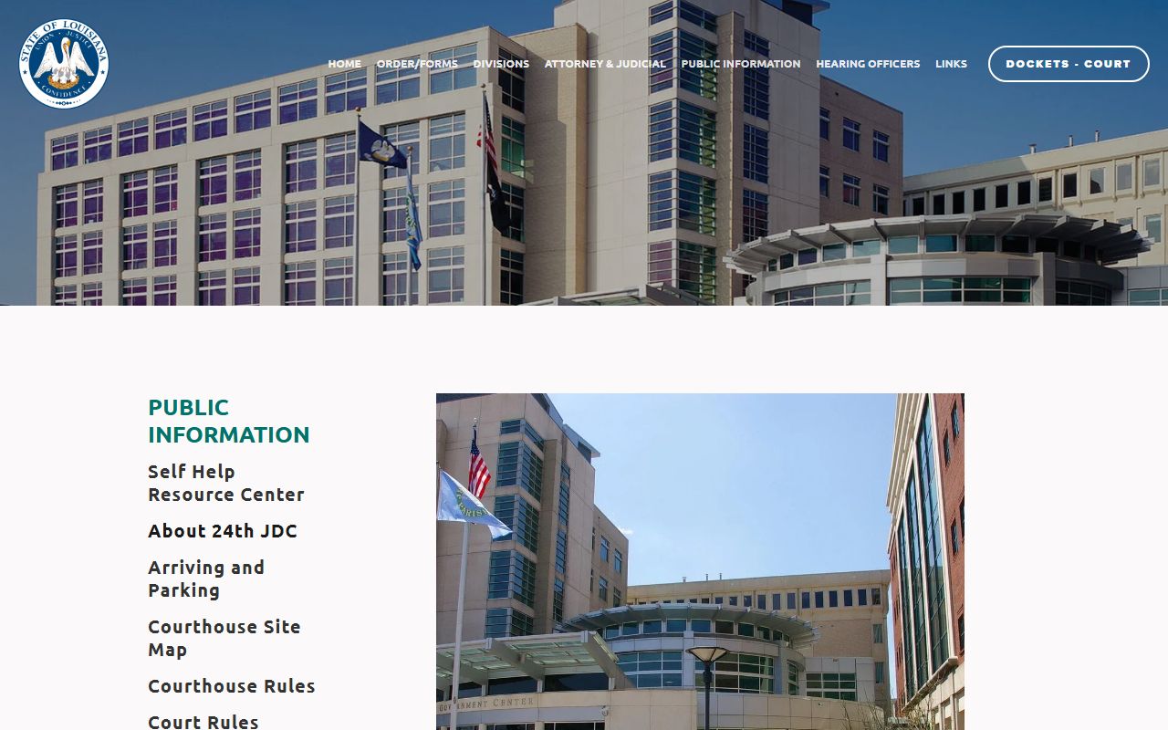 24th JDC jurisdiction and history page for Jefferson Parish District Court