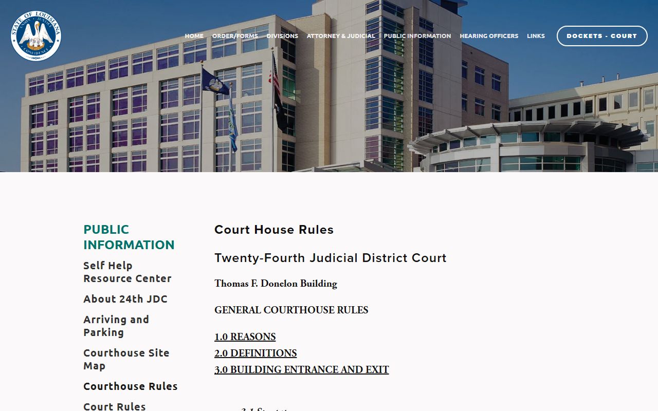 24th JDC courthouse rules for Jefferson Parish District Court