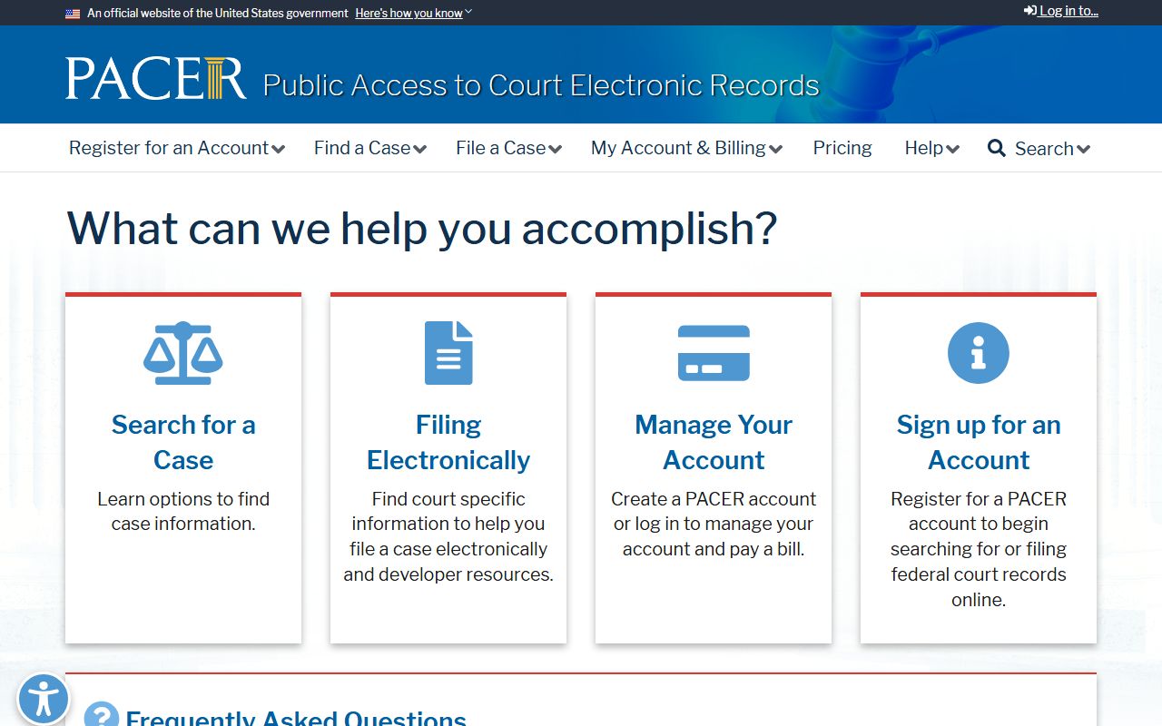 PACER federal court records system for Eastern District of Louisiana cases