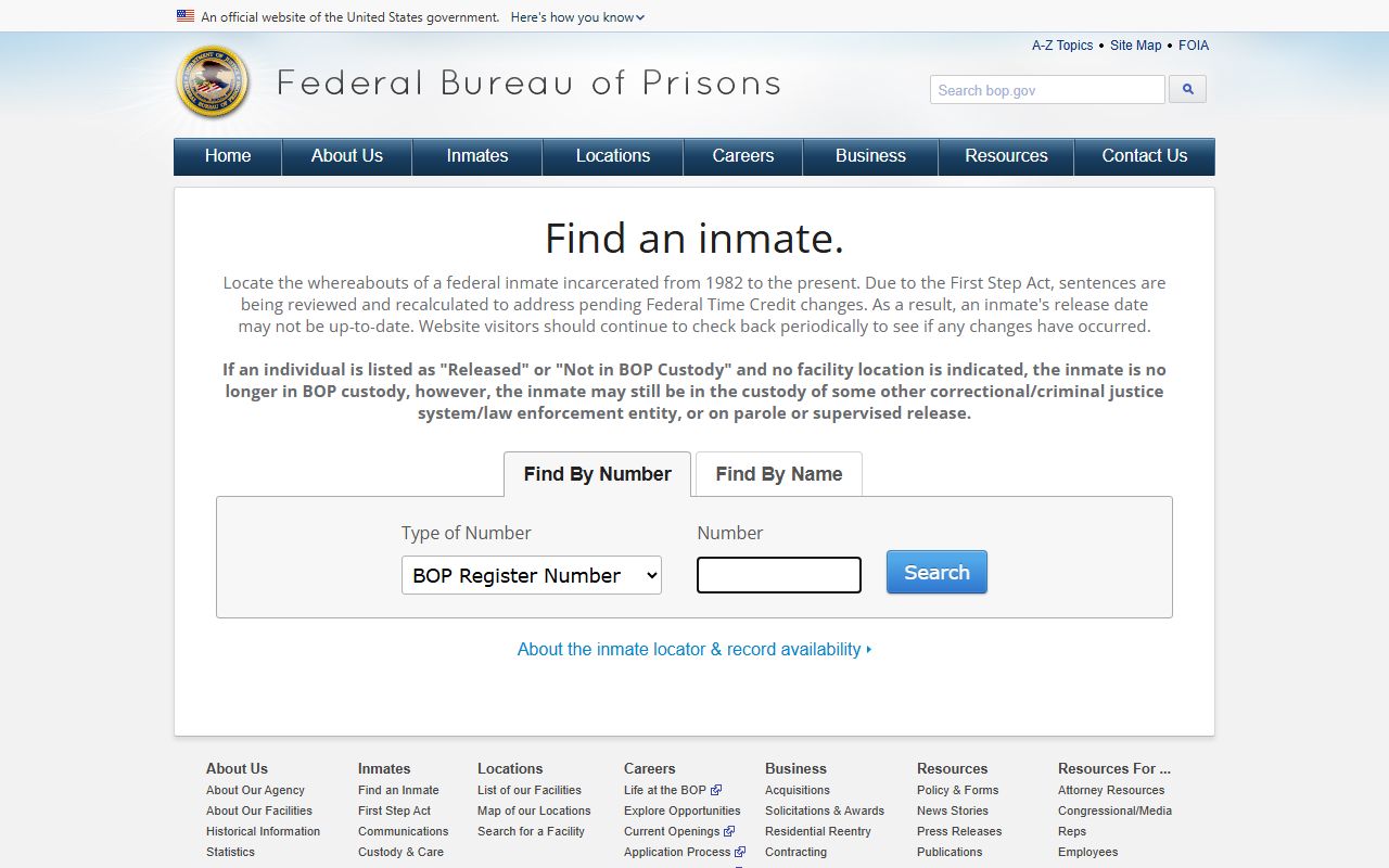 Federal Bureau of Prisons inmate locator for Jefferson Parish federal cases
