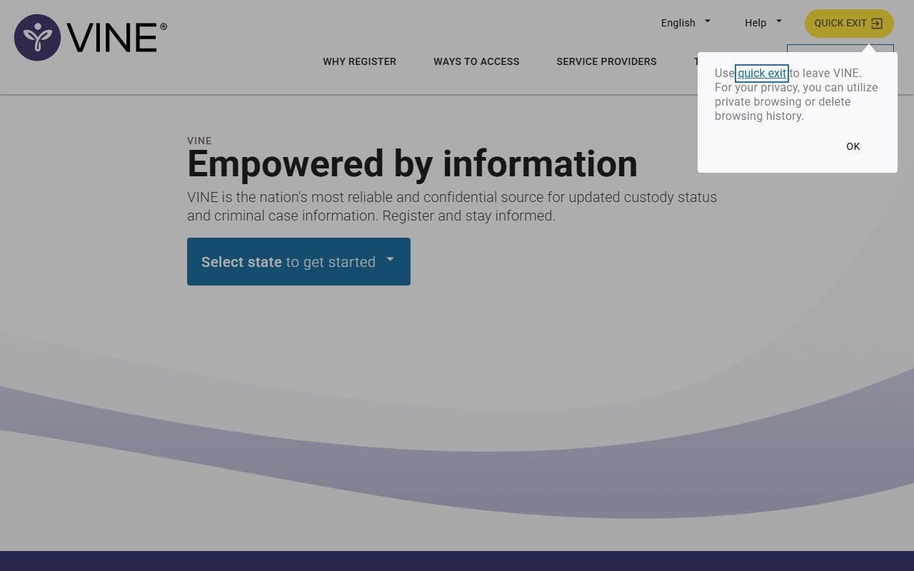 VINELink custody notification portal for released Jefferson Parish inmates